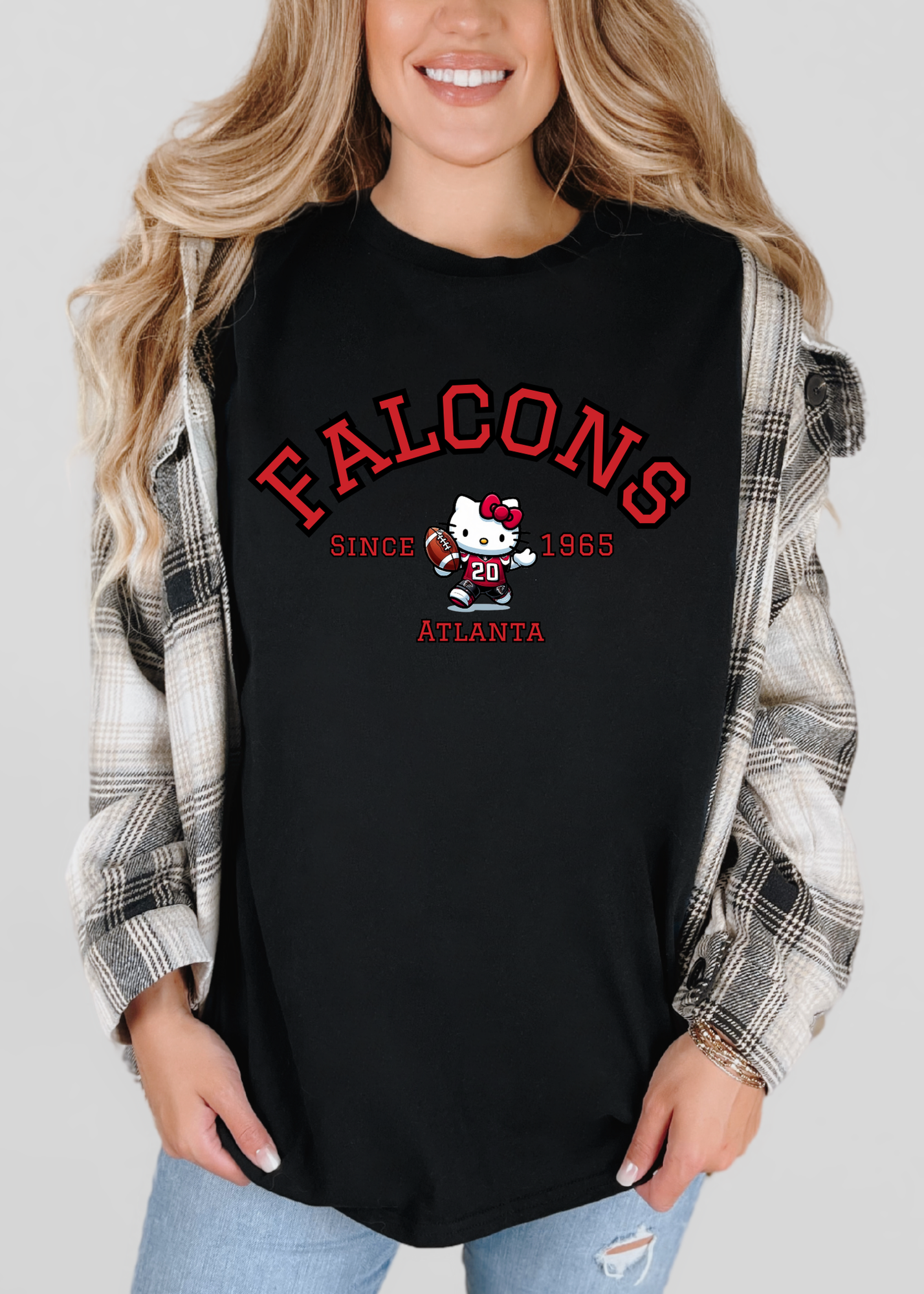 Kitty Football Vibes – Red & Black ATL Edition Tee & Crewneck