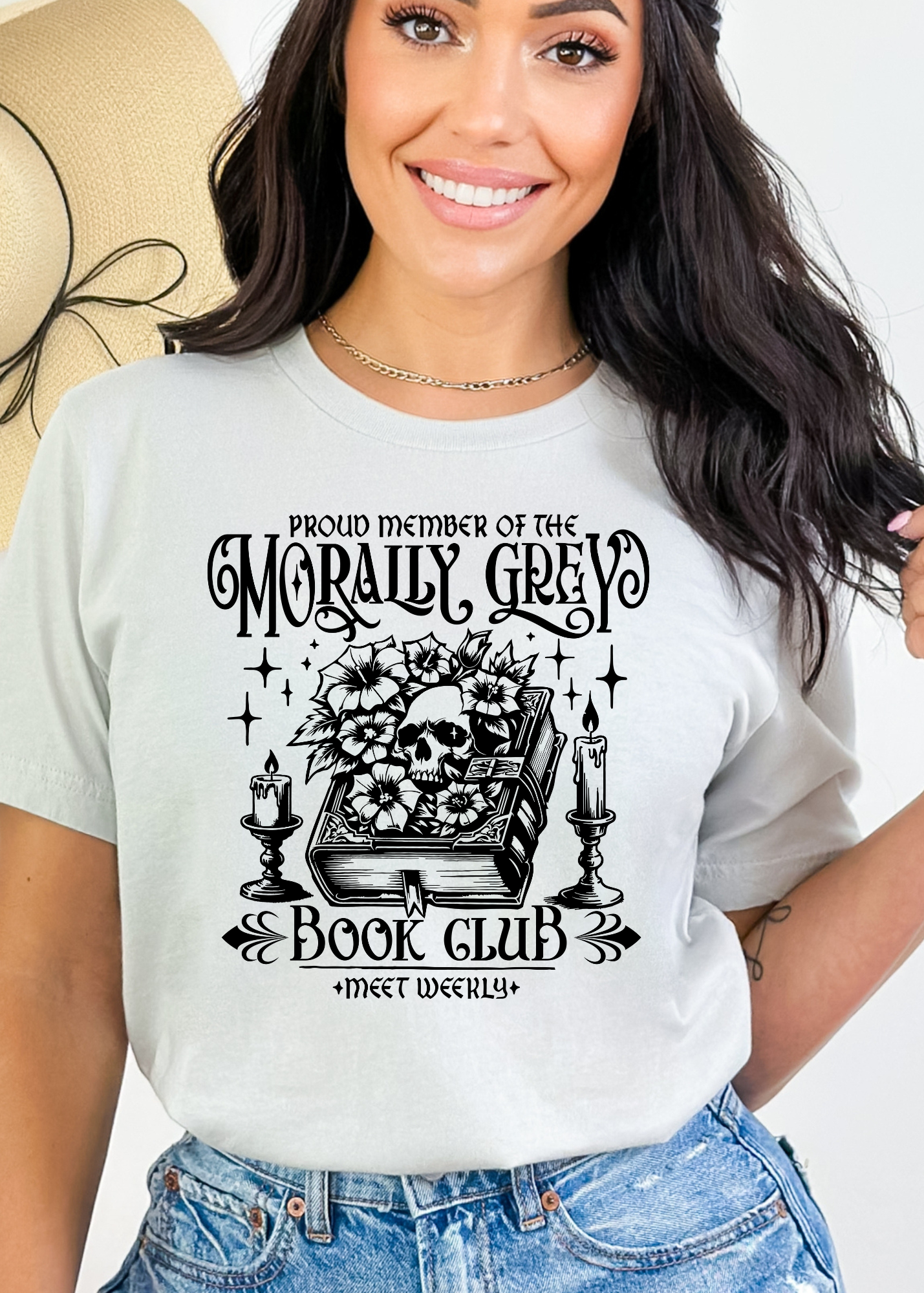 Morally Grey Book Club | Dark Academia Skull  T-shirt & Crewneck