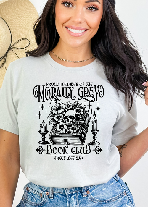 Morally Grey Book Club | Dark Academia Skull  T-shirt & Crewneck