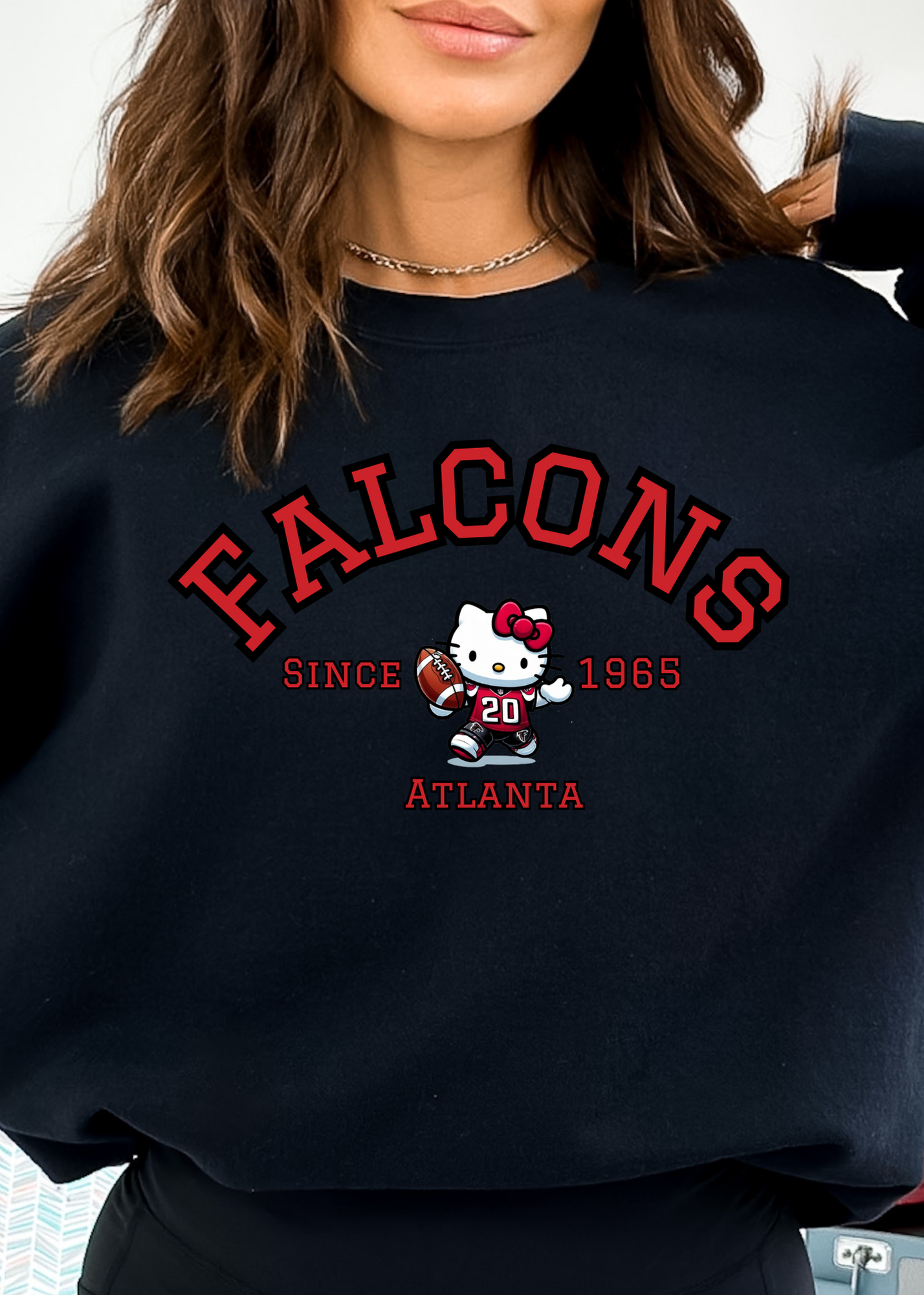 Kitty Football Vibes – Red & Black ATL Edition Tee & Crewneck