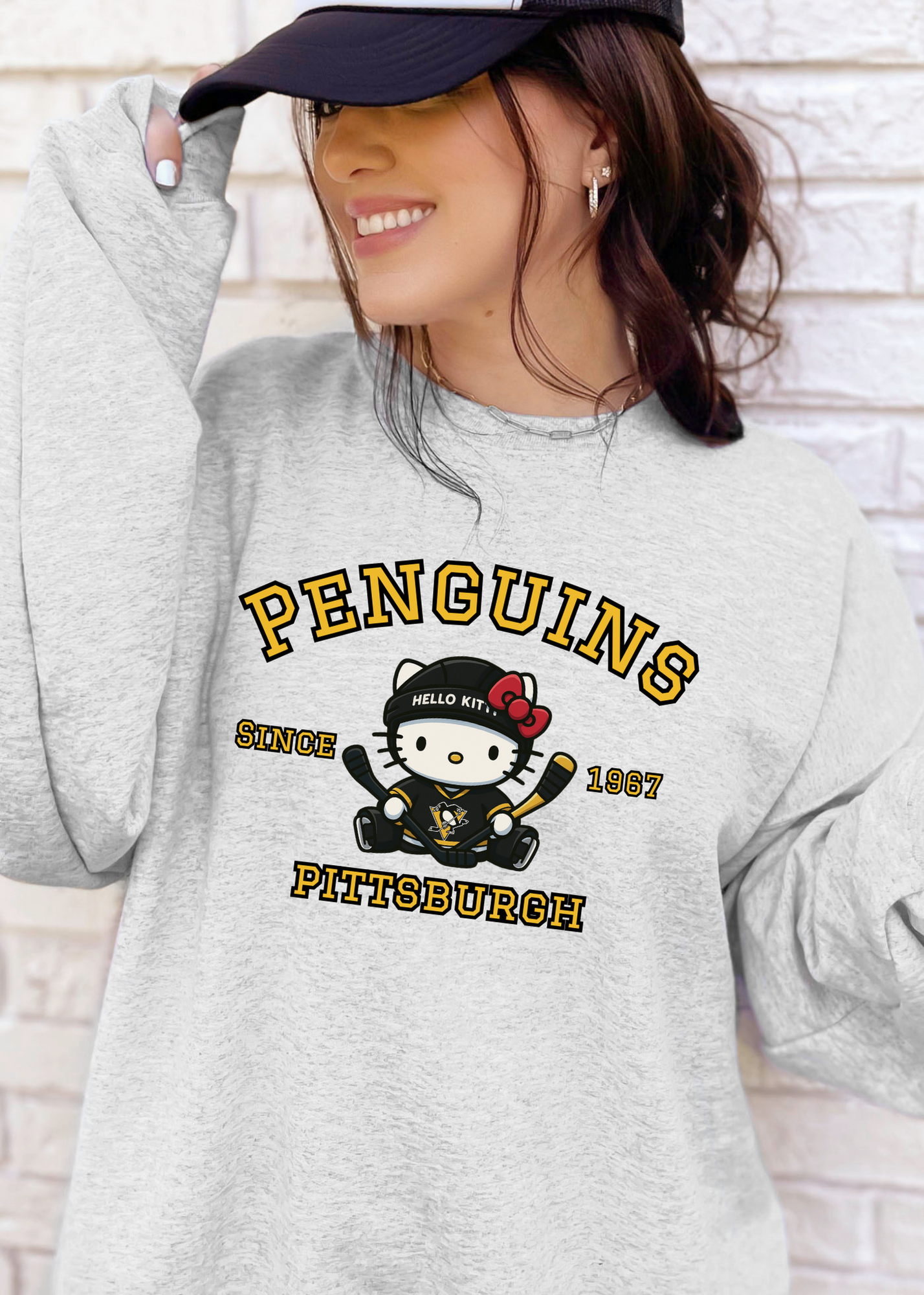 Kitty Hockey Vibes – Black & Gold Pittsburgh Edition Tee & Crewneck