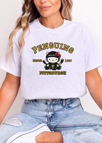 Kitty Hockey Vibes – Black & Gold Pittsburgh Edition Tee & Crewneck
